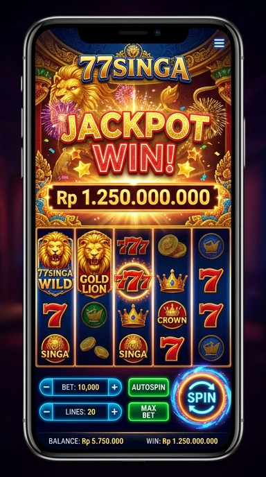 Tampilan antarmuka pengguna 77singa yang sederhana dan efisien.